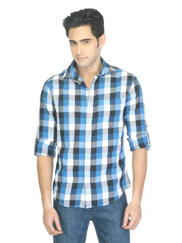 Denizen Men Check Blue Shirt