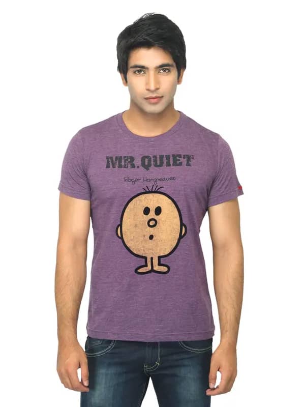 Mr. Men Printed Purple T-shirt