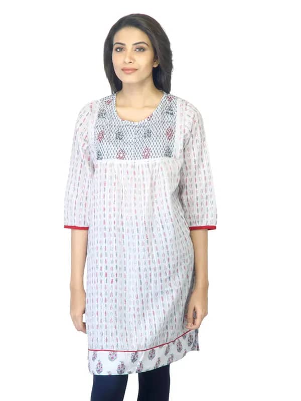 BIBA Women Printed White Kurta