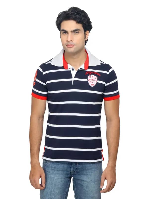 Status Quo Men Navy Blue Polo T-shirt