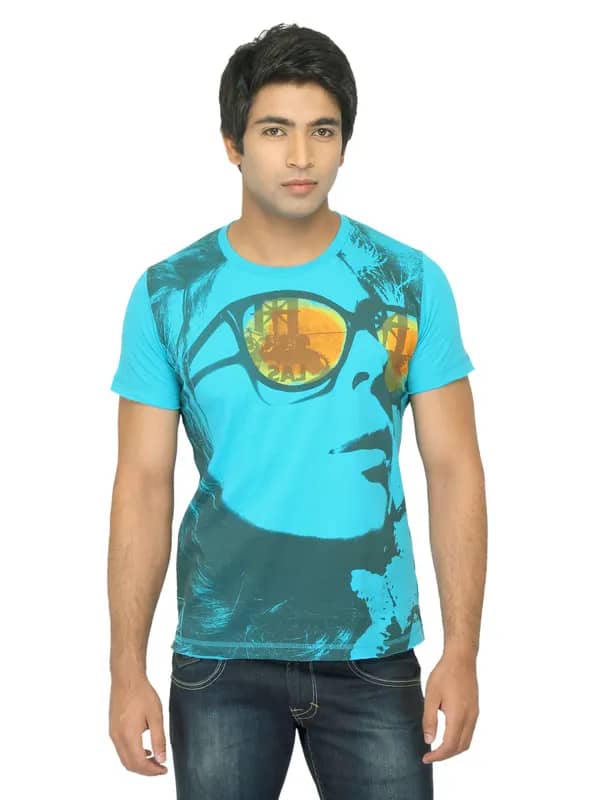 Status Quo Men Printed Blue T-shirt