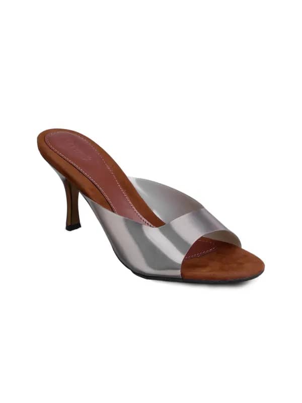Catwalk Women Heeled Brown Silver Strap Heels