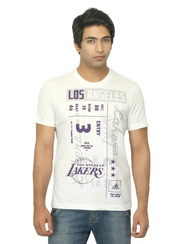 ADIDAS Men Printed White T-shirt