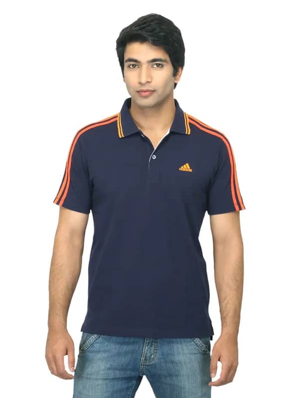 ADIDAS Men Aess Polo Navy Blue T-shirt
