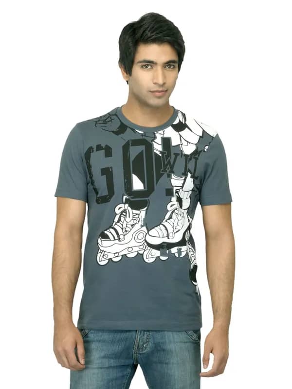 ADIDAS Men Graphic Grey T-shirt