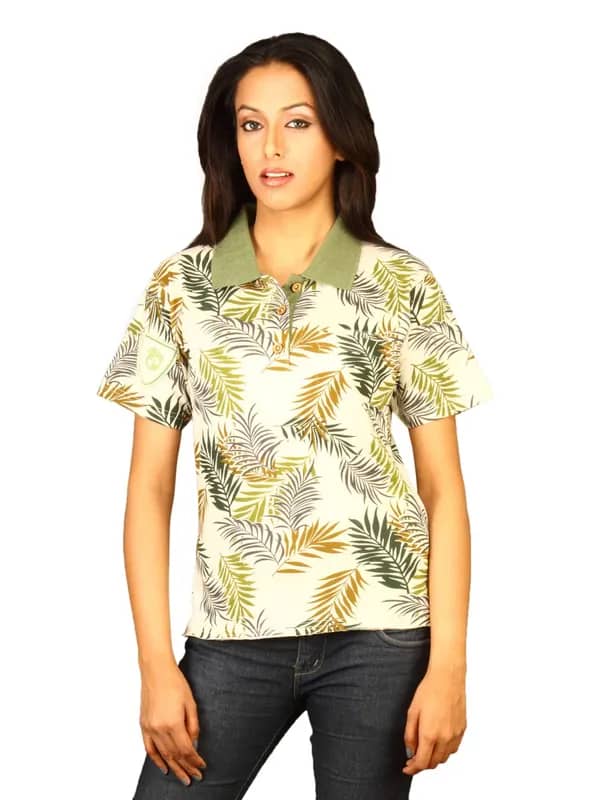 DUSG Women's Brown Polo T-shirt