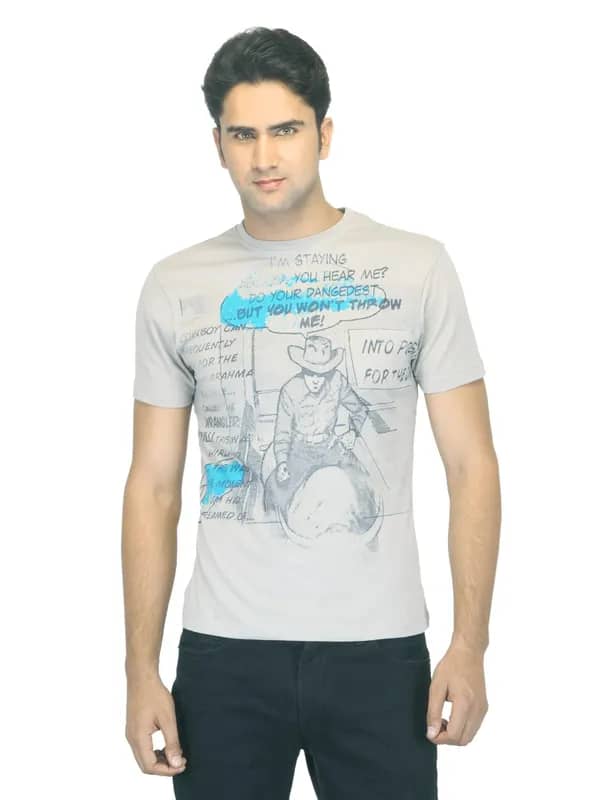 Wrangler Men Bull Rider Grey T-shirt