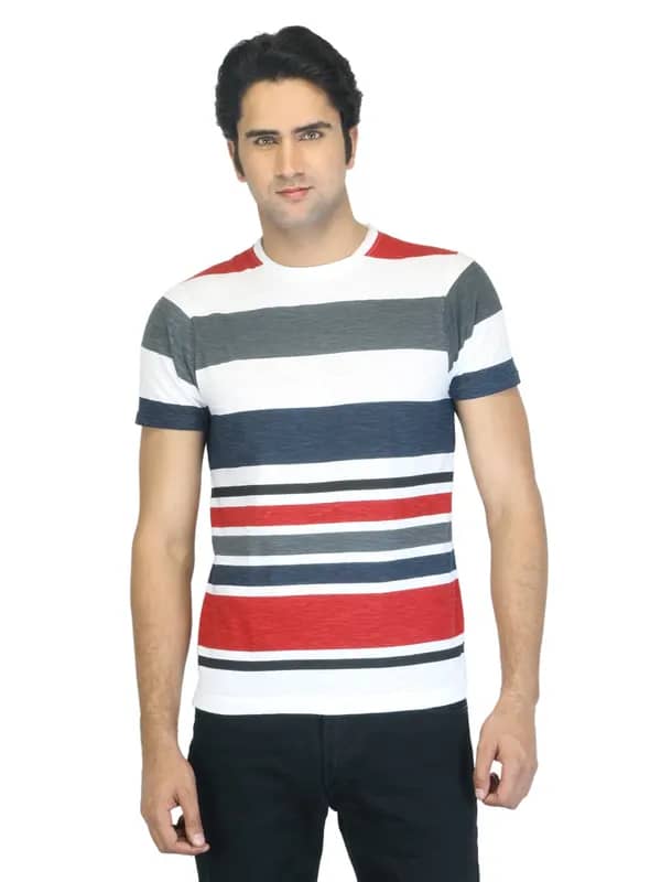 Probase Men Striped Grey T-shirt