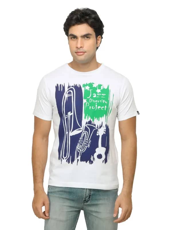 Probase Men Printed White T-shirt