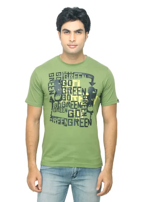 Probase Men Printed Green T-shirt