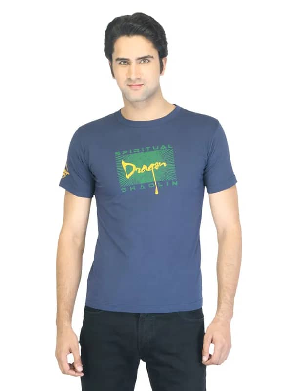 Classic Polo Men Printed Navy Blue T-shirt