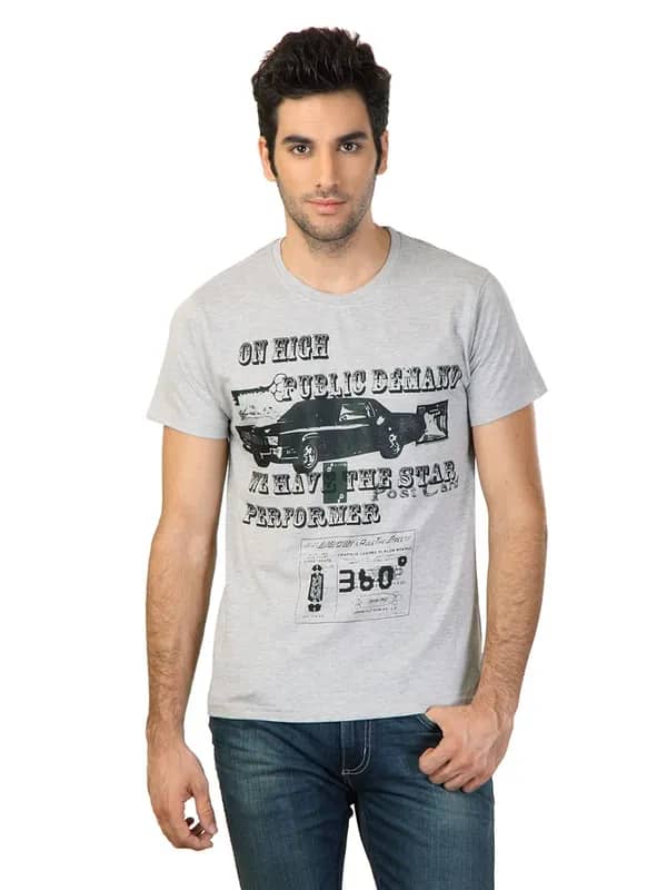 Indigo Nation Men Grey Printed T-shirt