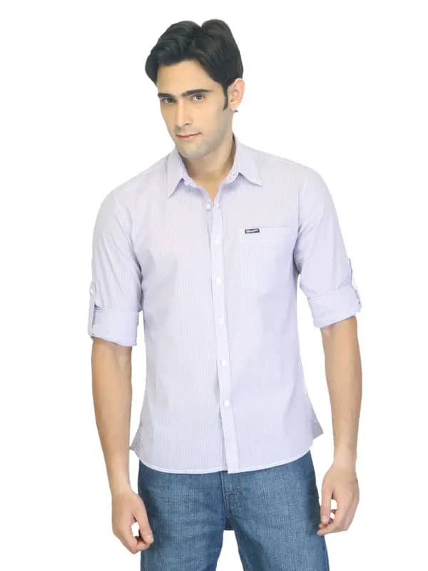 Wrangler Men Purple Striped Shirt