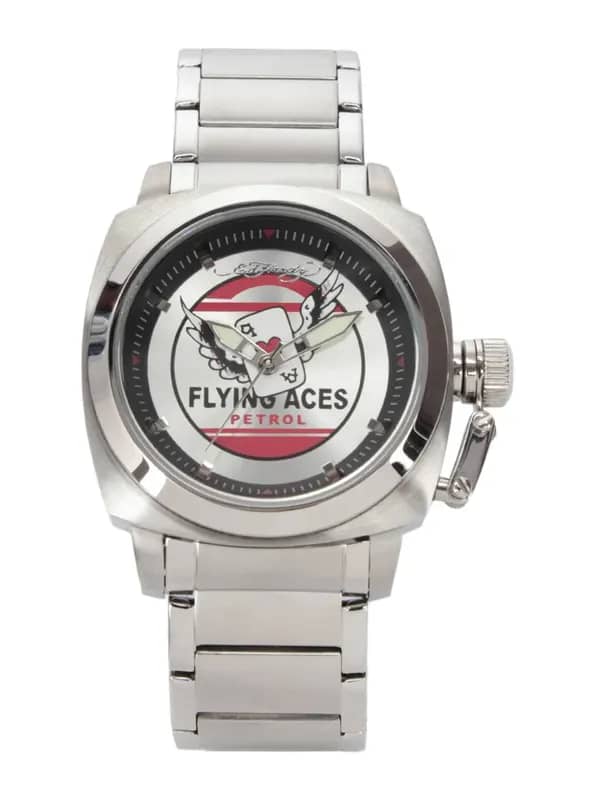 Ed Hardy Men Silver Dial Watch
