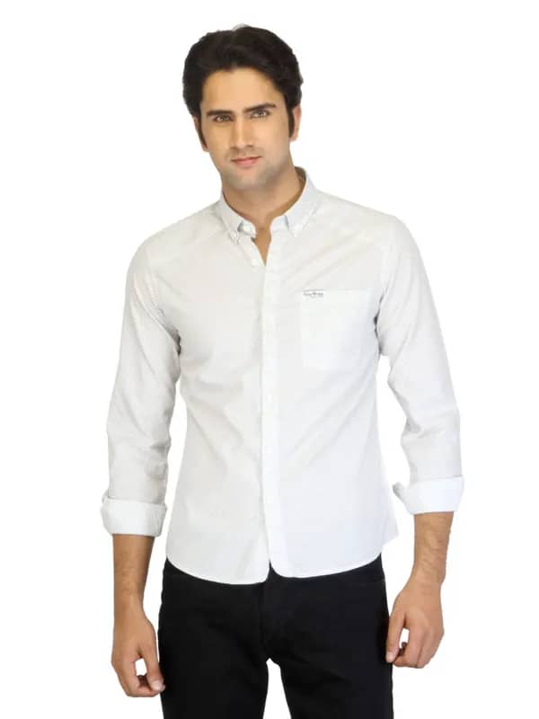 Flying Machine Men Printed White Shirt