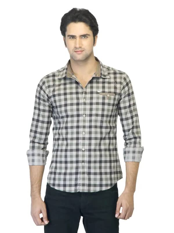 Flying Machine Men Check Green & Brown Shirt