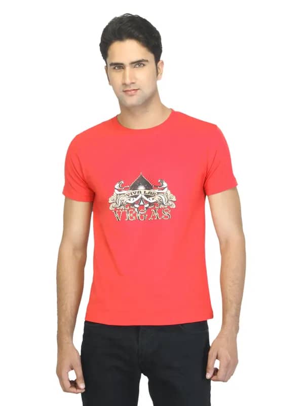 Myntra Men Viva Las Vegas Red T-shirt
