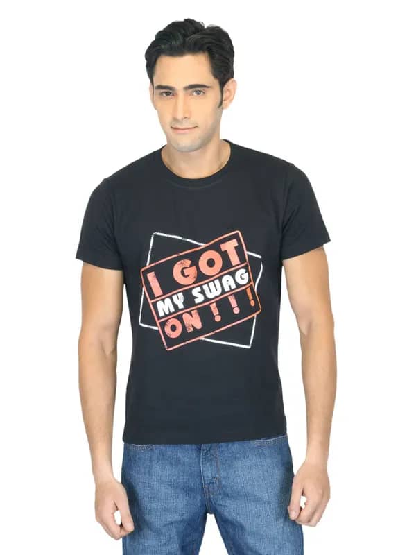 Myntra Men Swag on Black T-shirt