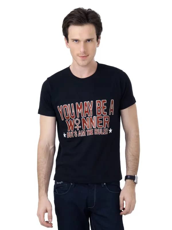 Myntra Men Black Printed T-shirt