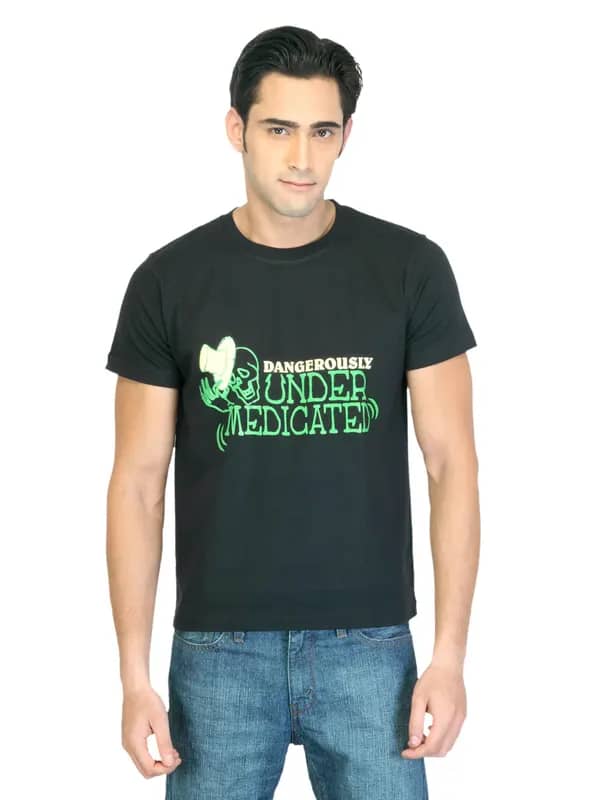 Myntra Men Under Medicated Black T-shirt