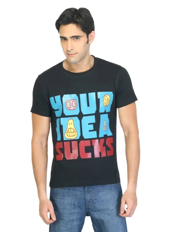 Myntra Men Your Idea Sucks Black T-shirt