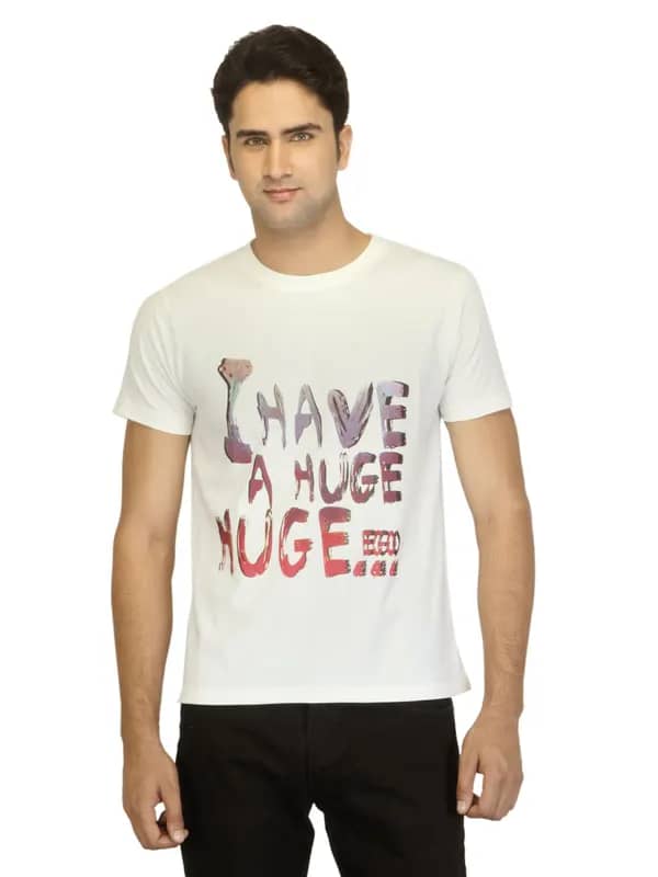 Myntra Men Ego Off White T-shirt