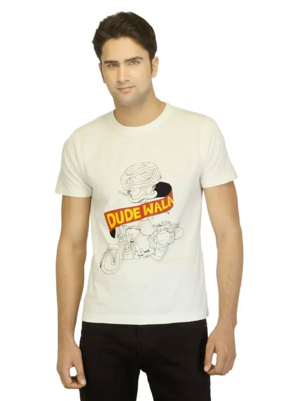 Myntra Men Dudewala Off White T-shirt