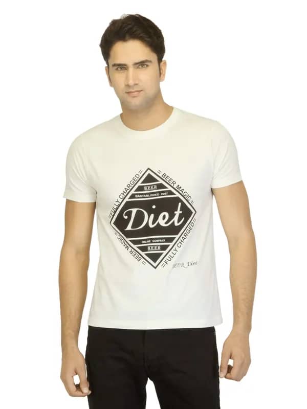 Myntra Men Diet Off White T-shirt