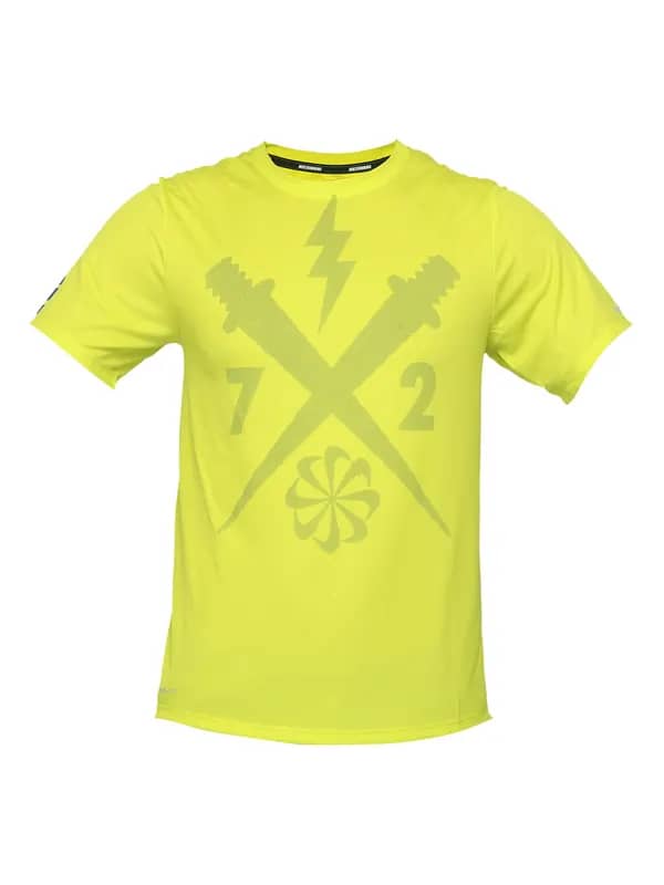 Nike Men Challenger Spiked Yellowish Green T-shirt