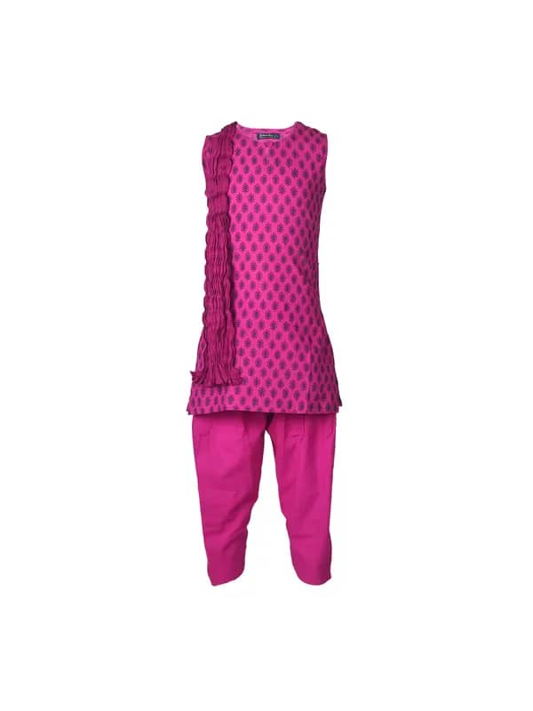 Fabindia Girls Printed Magenta Salwar