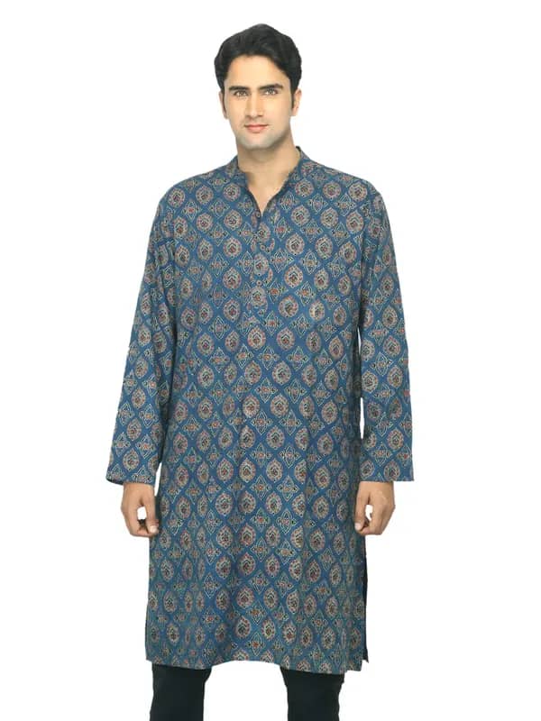Fabindia Men Blue Printed Kurta
