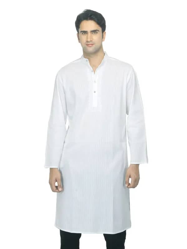 Fabindia Men Striped White Kurta