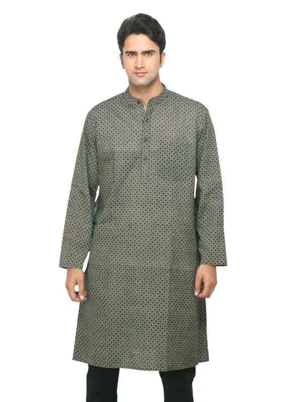 Fabindia Men Grey Mangalgiri Kurta