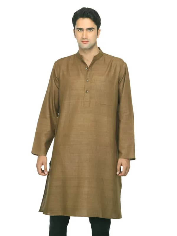 Fabindia Men Brown Silk Kurta