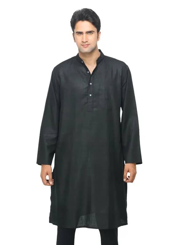 Fabindia Men Black Silk Kurta