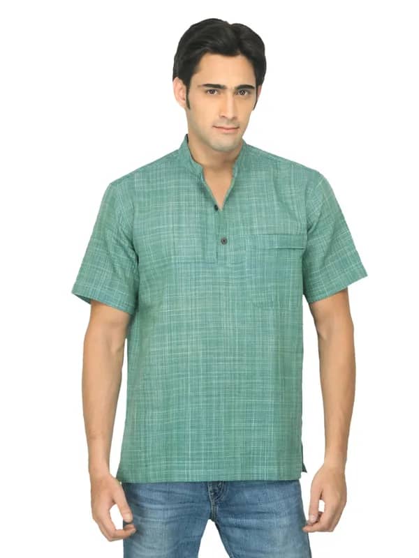 Fabindia Men Khadi Green Kurta