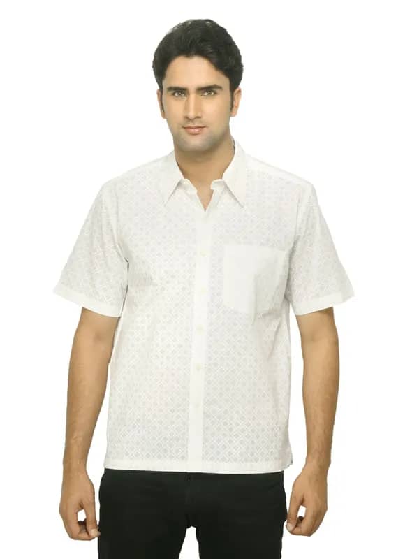 Fabindia Men Printed White Shirt