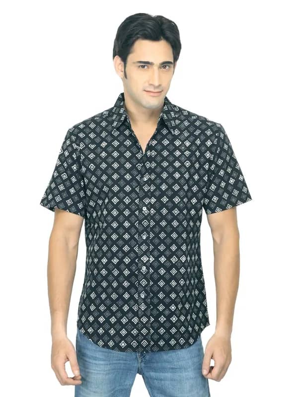 Fabindia Men Hand Block Printed Black Shirt