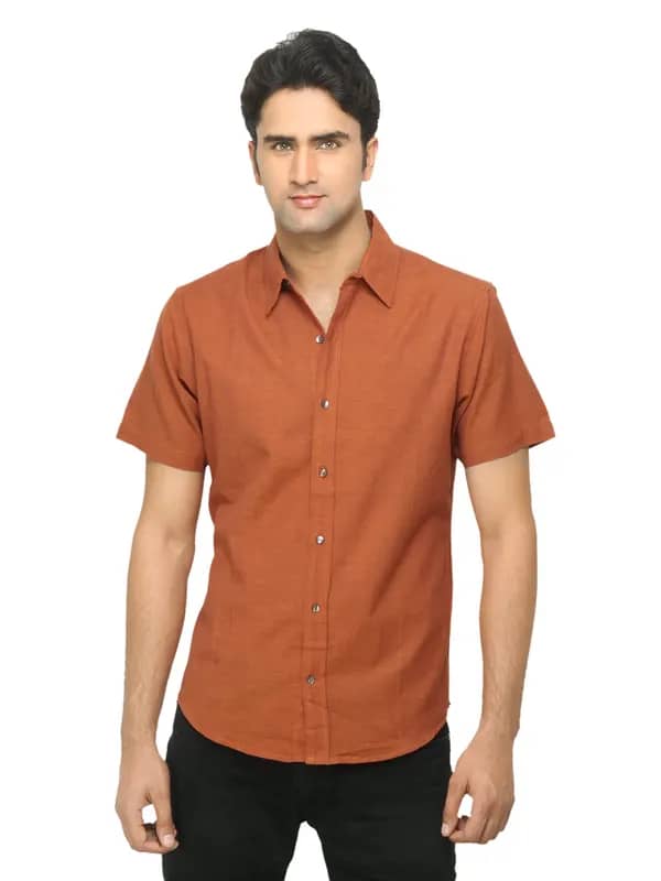 Fabindia Men Rust Shirt