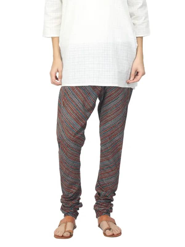 Fabindia Women Printed Blue & Red Churidar