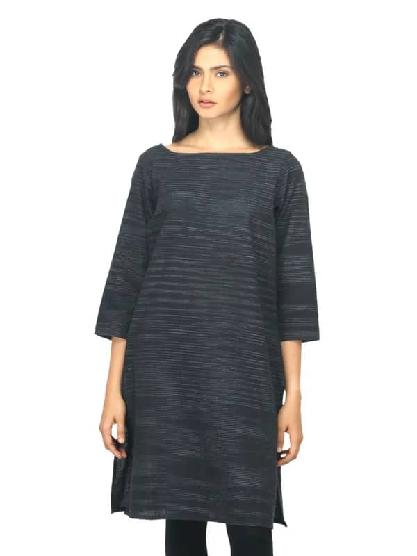 Fabindia Women Striped Black Kurta