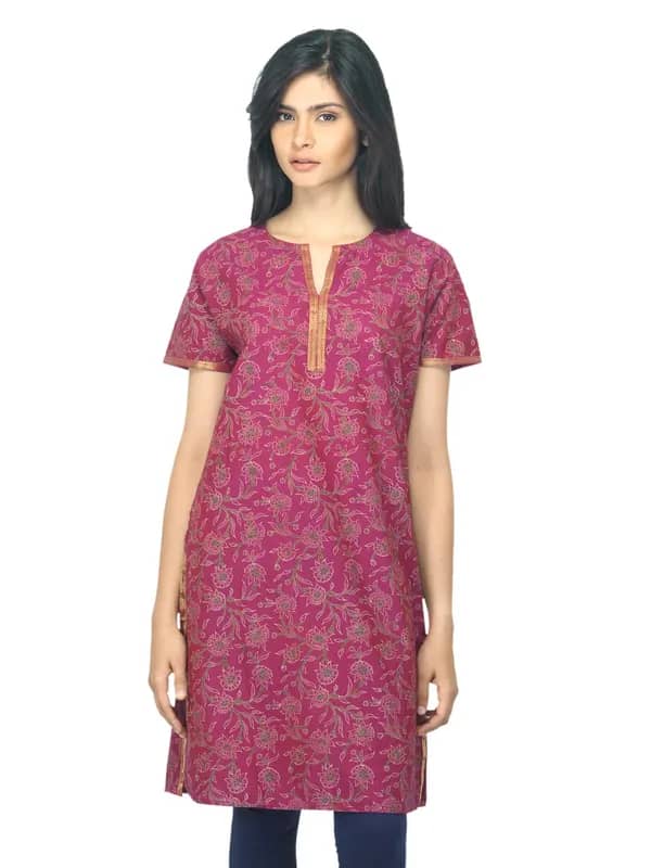 Fabindia Women Printed Magenta Kurta