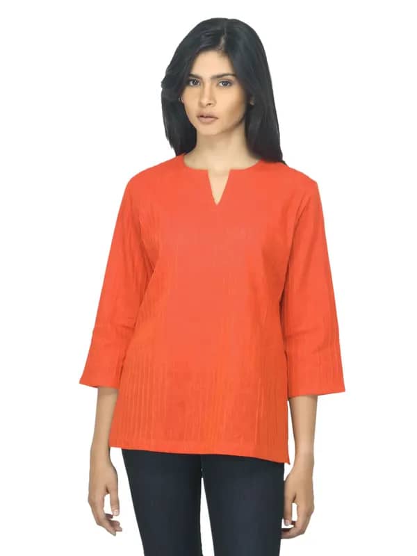Fabindia Women Orange Kurti