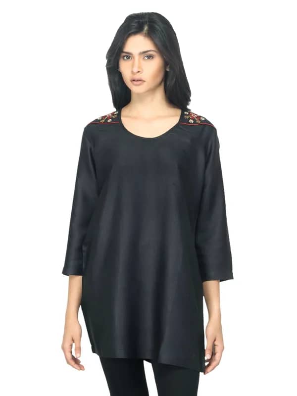 Fabindia Women Black Silk Kurti