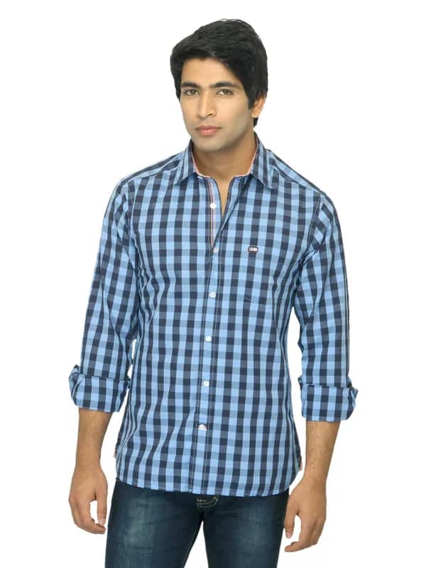 Arrow Sport Men Blue & Black Check Shirt