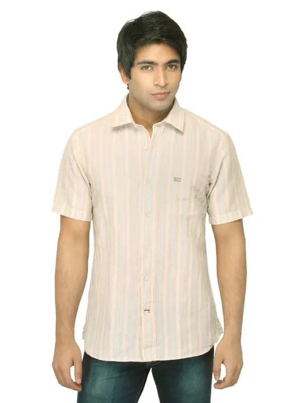Arrow Sport Men Beige Striped Shirt