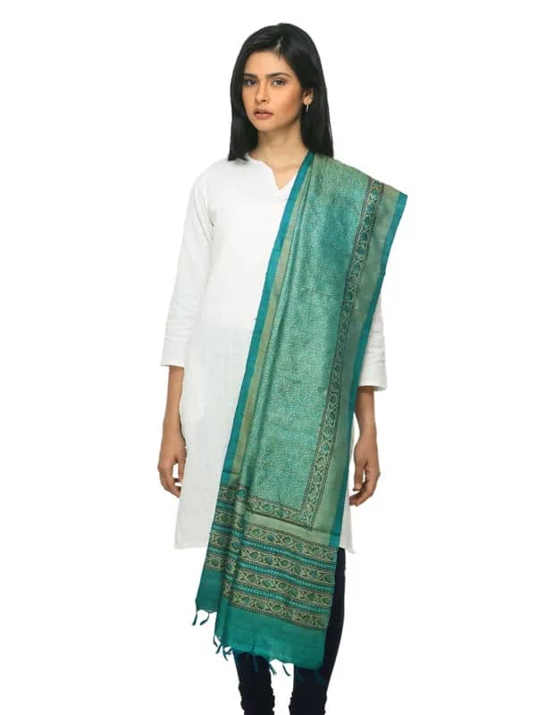 Fabindia Women Blue Tussar Dupatta