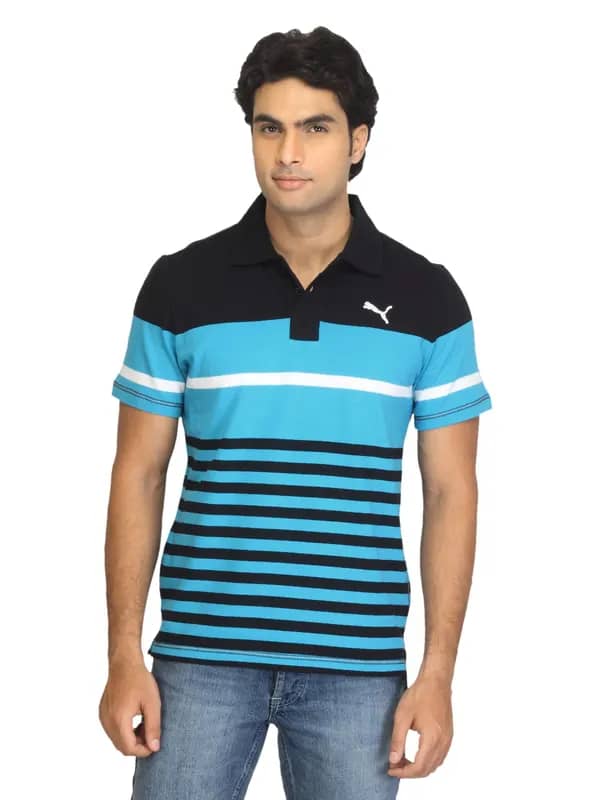 Puma Men Schon Black & Blue Polo T-shirt