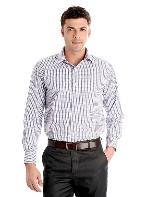 John Miller Men Check Blue Shirt