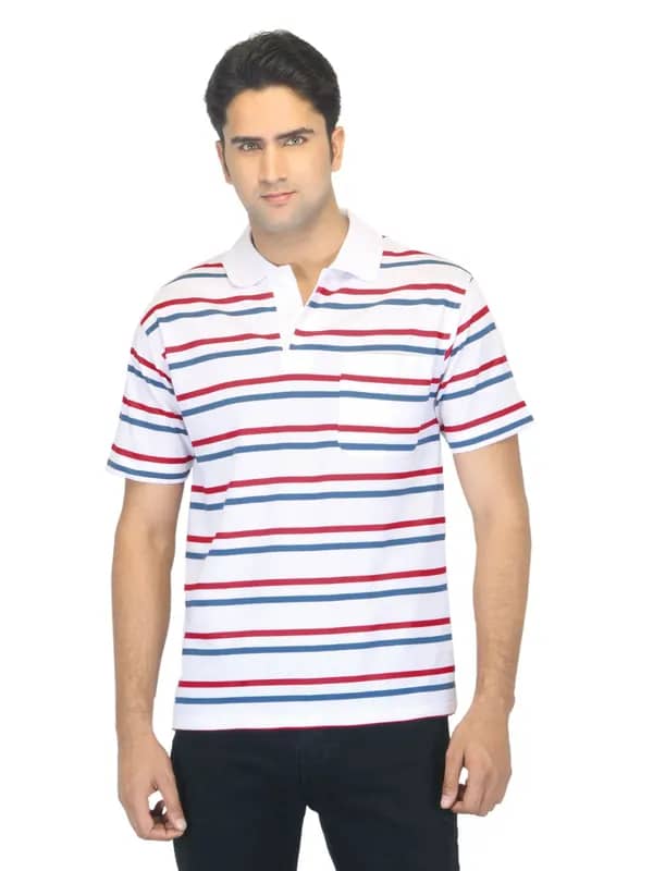 Classic Polo Men Striped White T-shirt